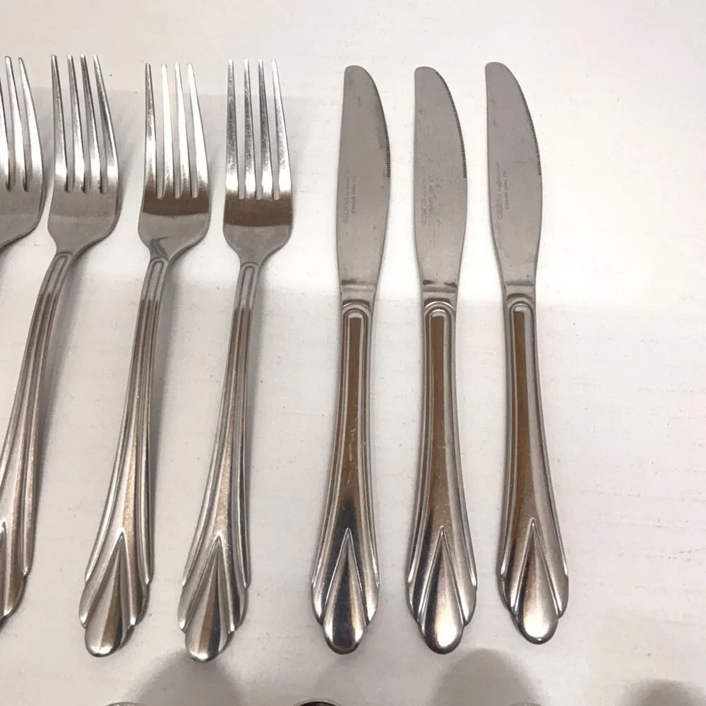 Lot Of 23 Pcs Hampton Silversmiths 273 Stainless Silverware Forks Spoons Knives